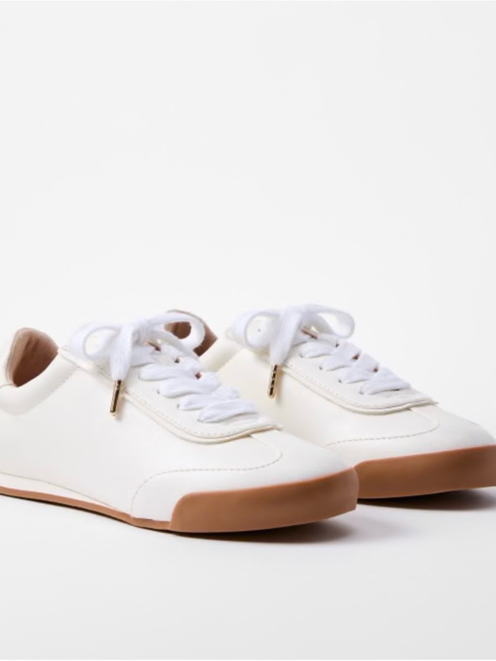 LOFT White Leather Sneakers with Tan Gum Sole